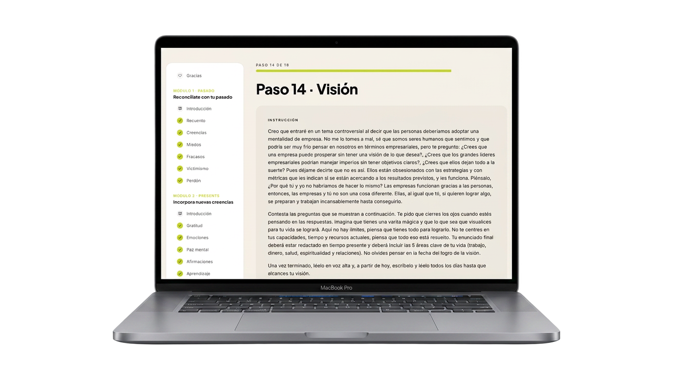 Vista previa de la app con la guía interactiva